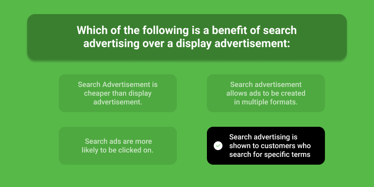Search advertising is shown to customers who search for specific terms