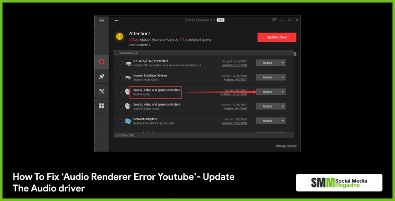 How To Fix ‘Audio Renderer Error Youtube’- Update The Audio Driver
