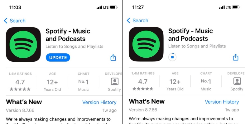 Update Spotify App on iOS