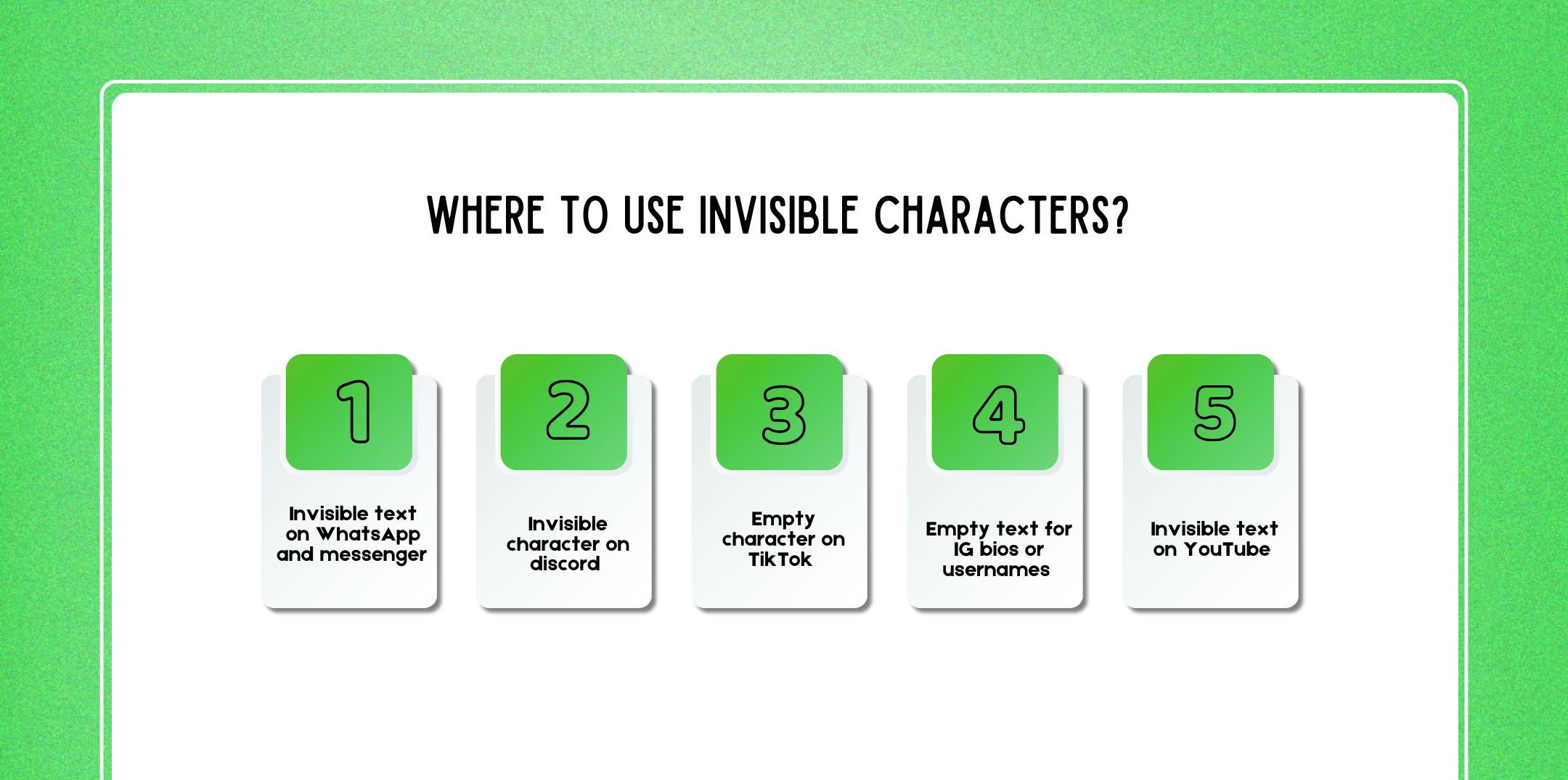 Where to use Invisible Characters