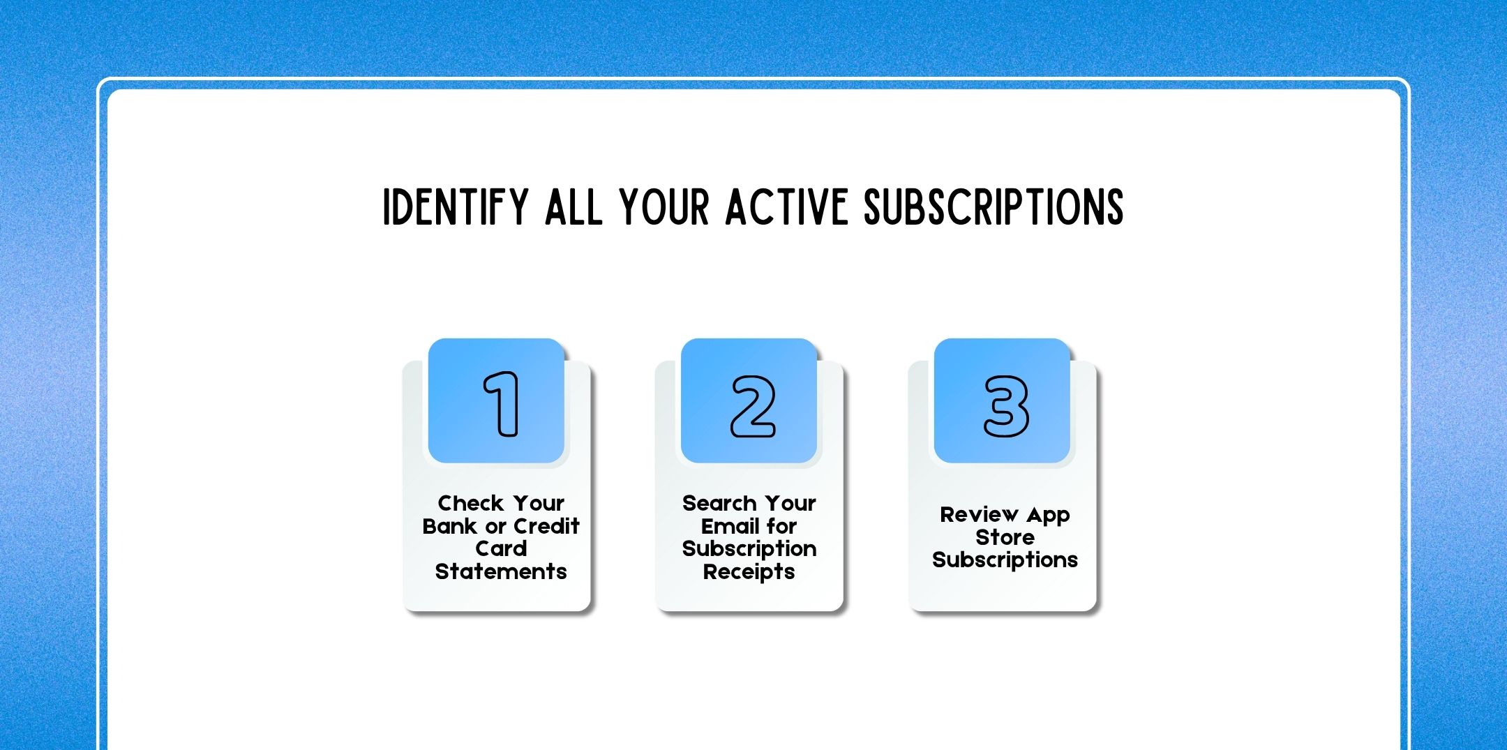Step 1 Identify All Your Active Subscriptions