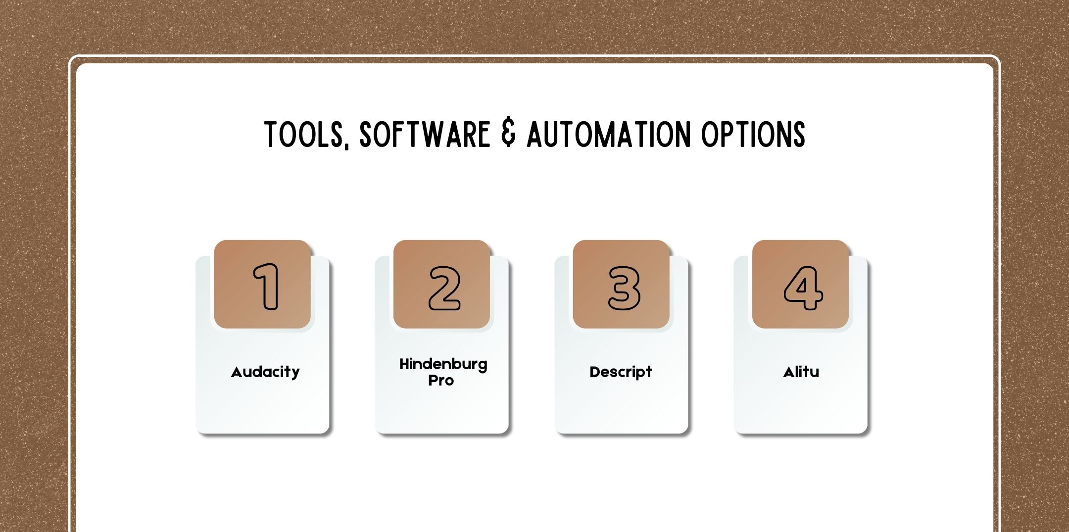 Tools, Software & Automation Options