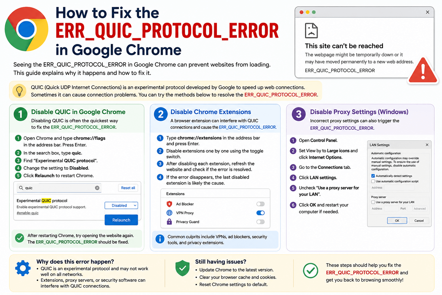 Fix ERR_QUIC_PROTOCOL_ERROR in Google Chrome
